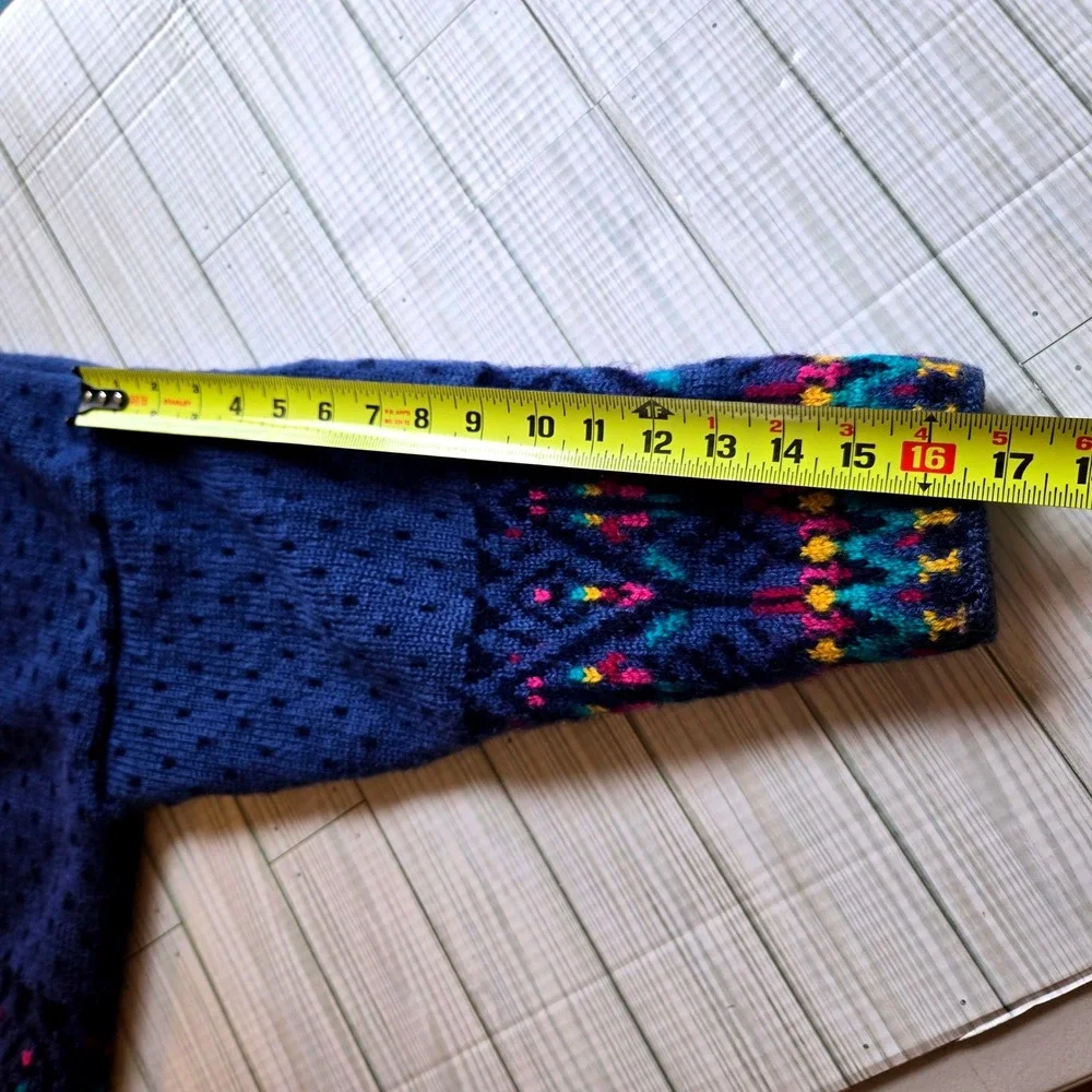 Dale of Norway Women Blue Pure New Wool Fair Isle Pewter Button Cardigan Size L - Picture 10 of 10